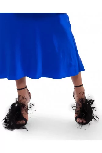 High heel sandals Gianvito Rossi black with feathers for women