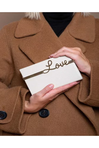 Love Vanina - Leather clutch bag with metal word "Love"