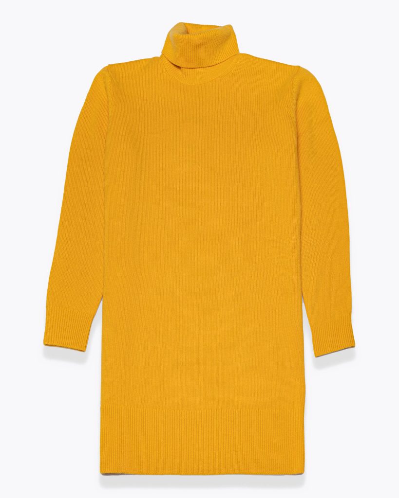 Robe pull jaune en cachemire 