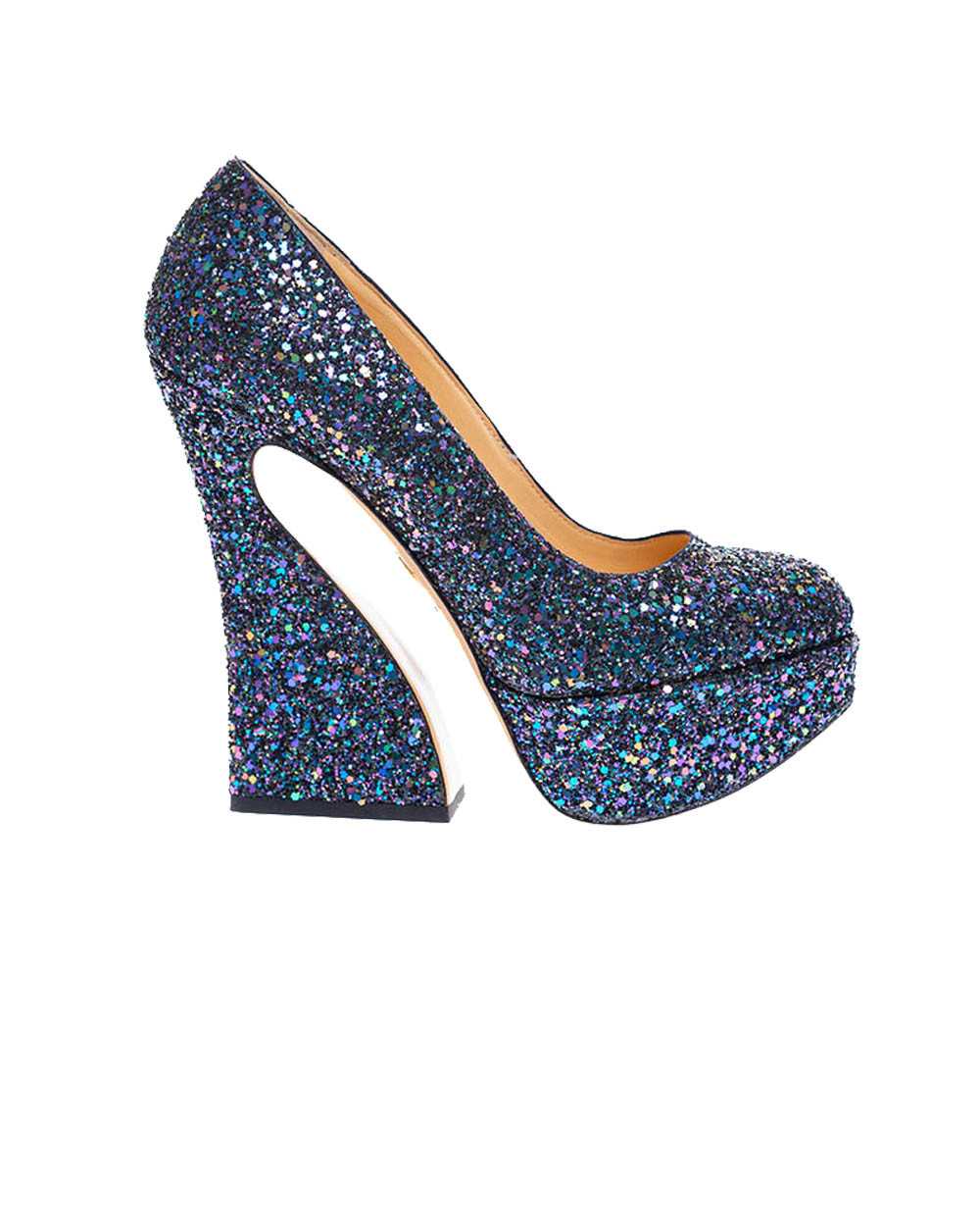 Escarpins en cuir à paillettes talon psychédélique 155