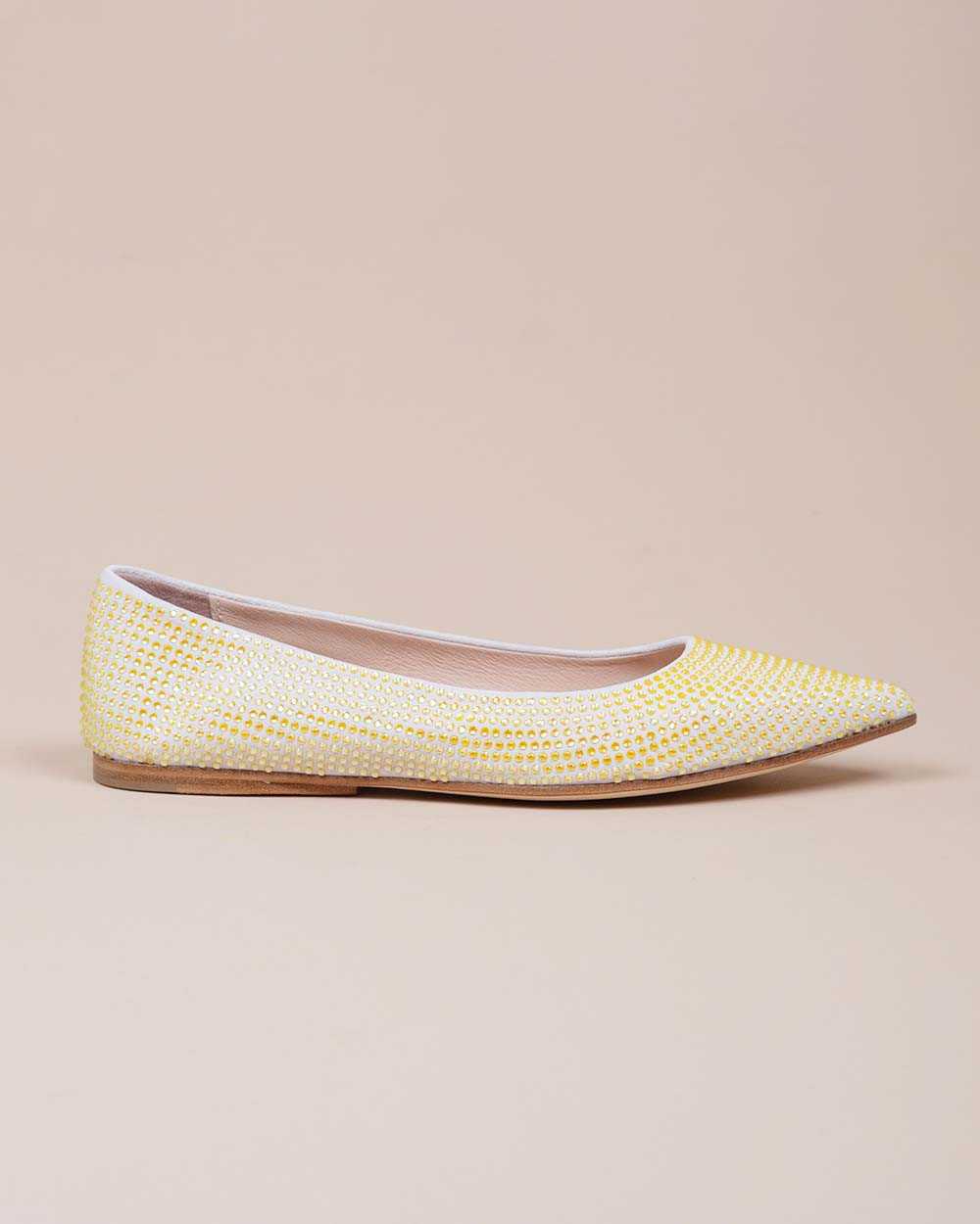 Ballerines en suede recouvert de strass