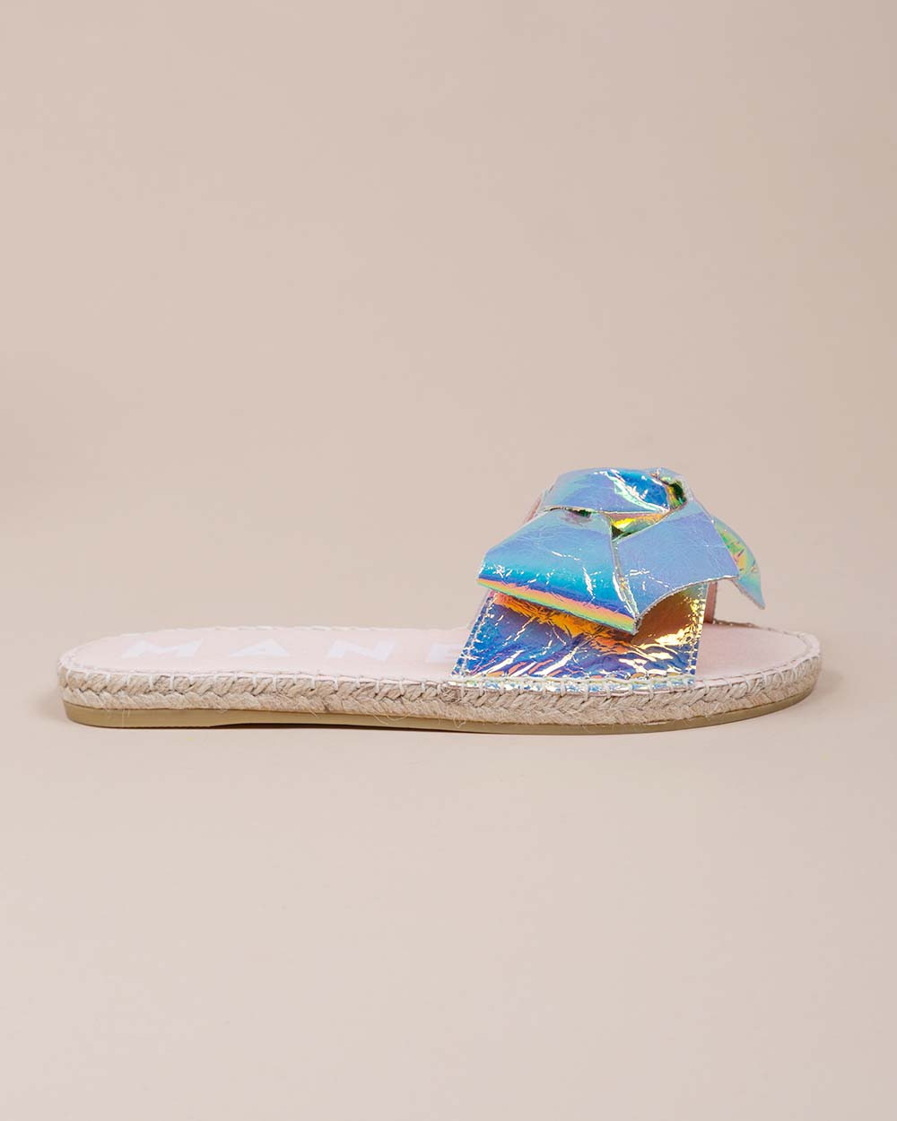 Mules plates en cuir brillant métallisé