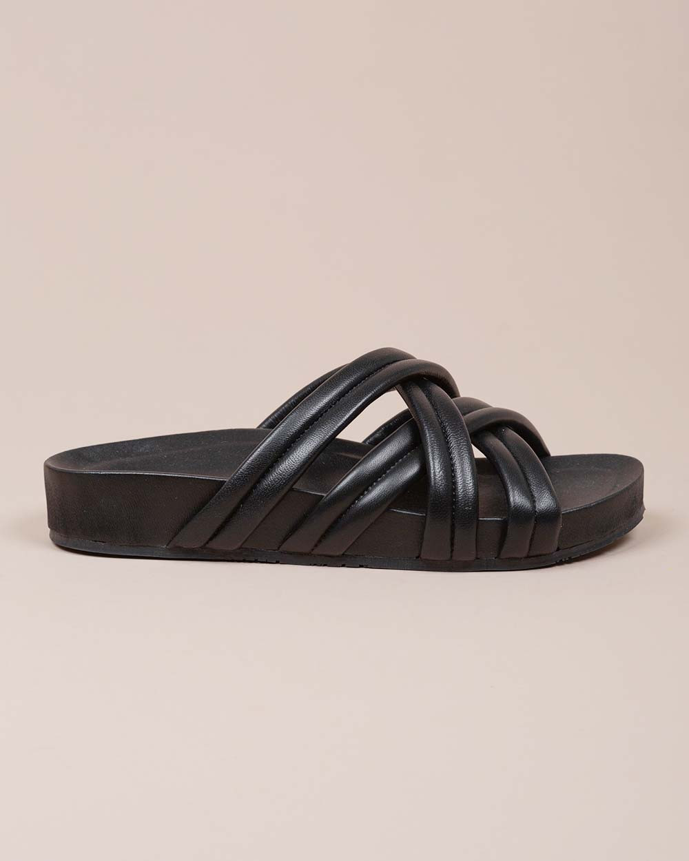 Mules en cuir avec bandes croisées