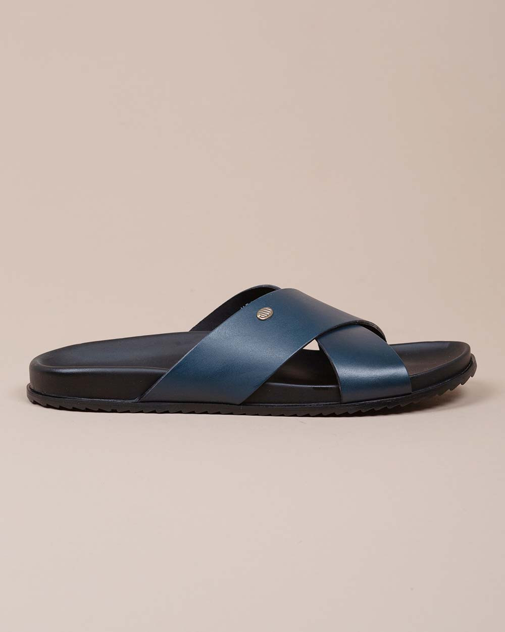 Mules en cuir nappa deux bandes croisées