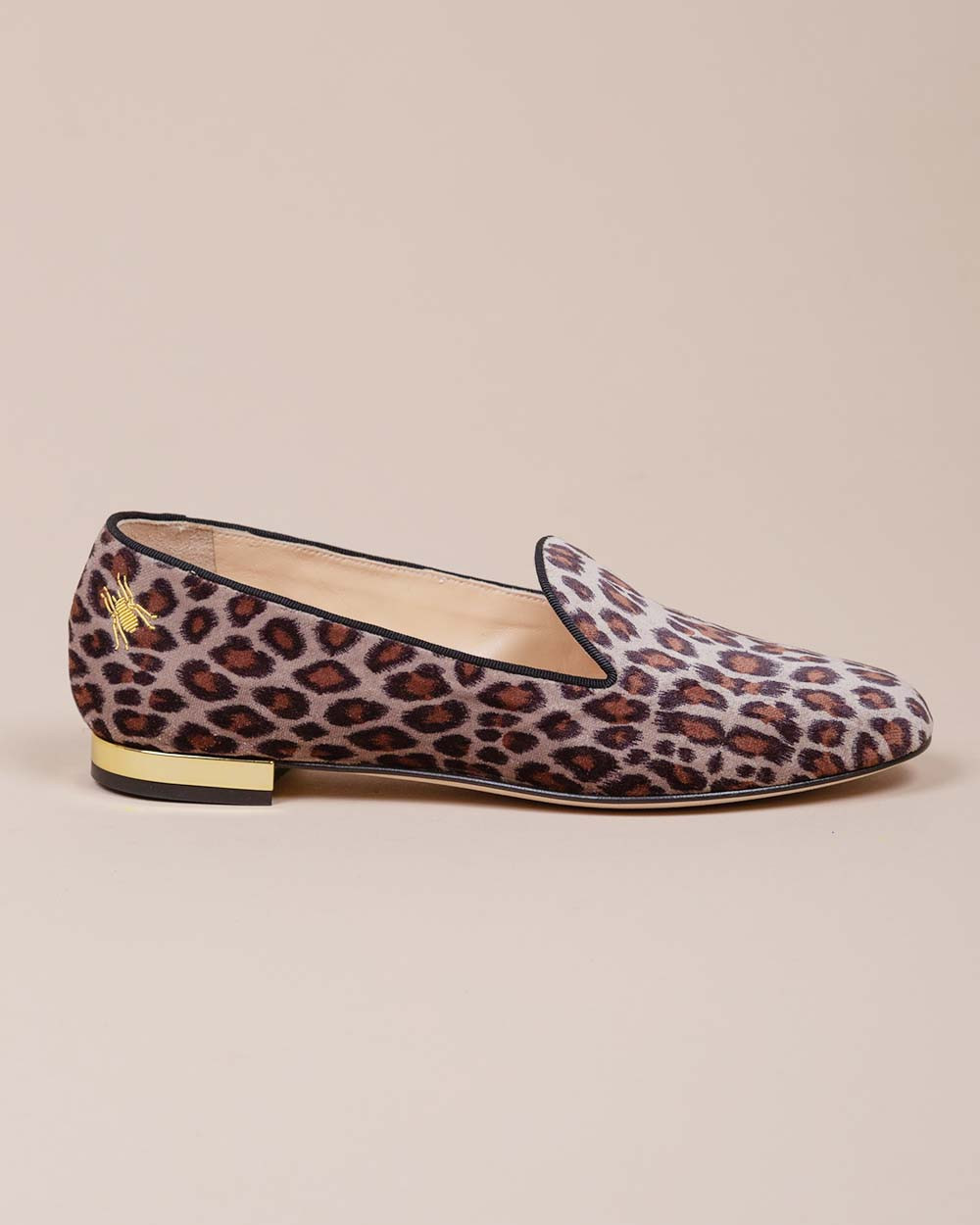 Mocassins en velours avec imprimé léopard