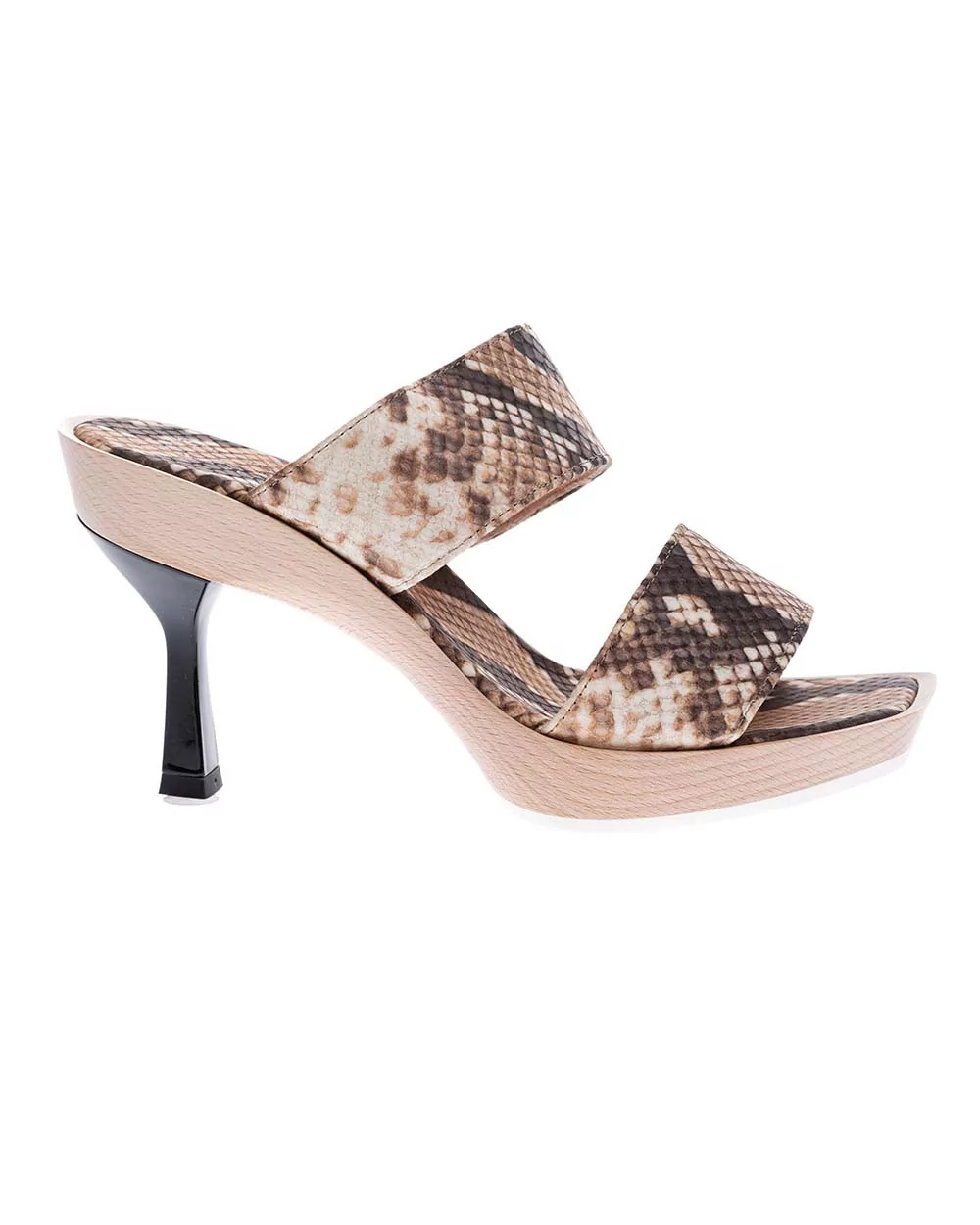 Mules à bout ouvert en cuir avec imprimé pyhton 65