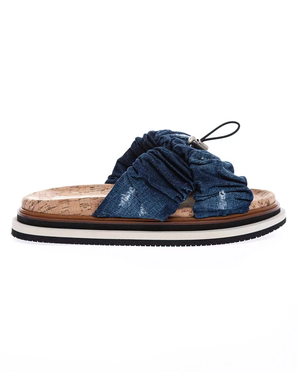 Mules en toile de jean à effet vintage