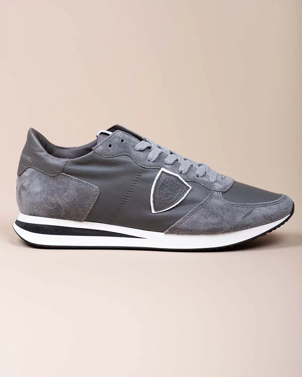 Tropez X - Leather and split leather sneakers with escutcheon