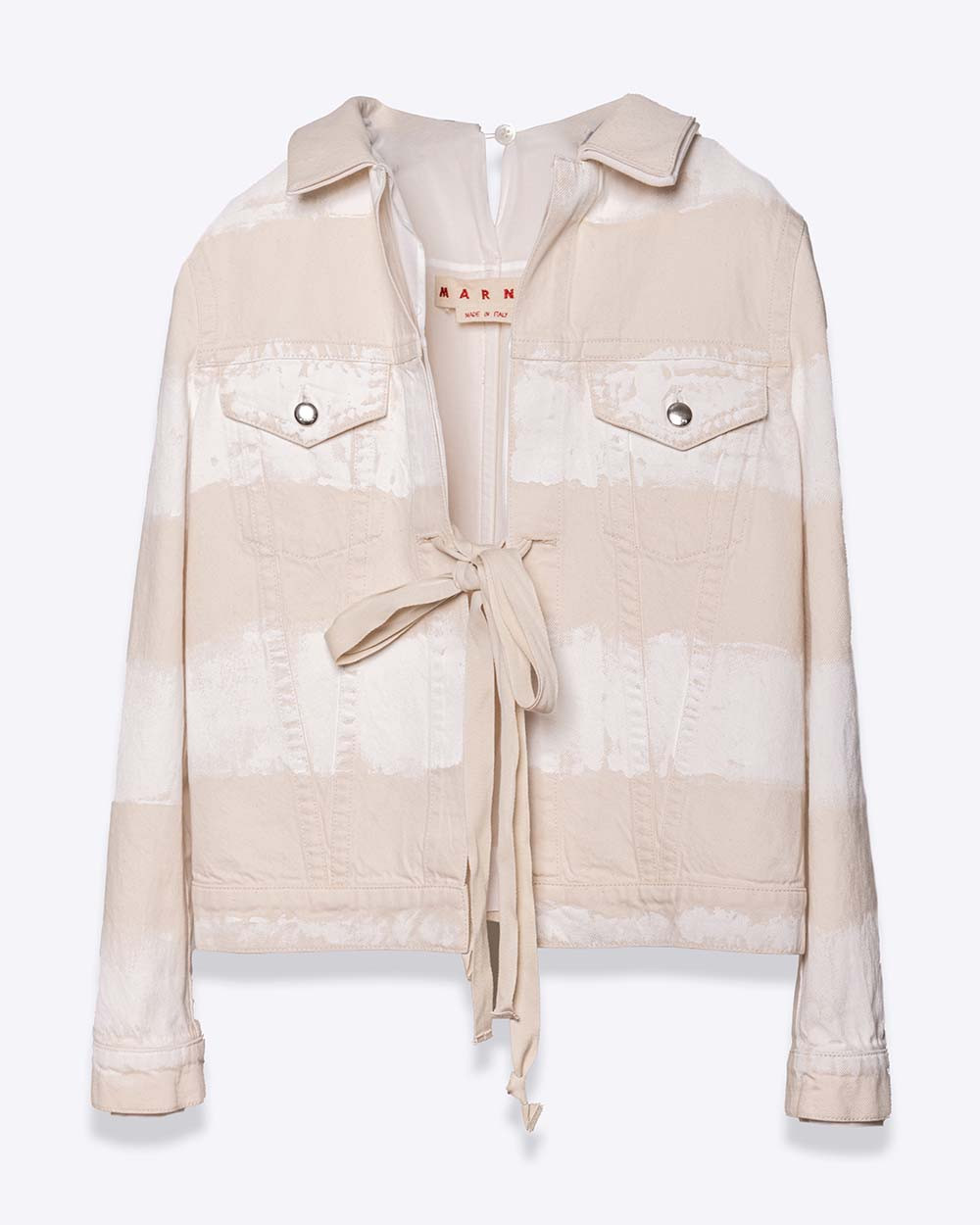 Veste courte en denim avec double col