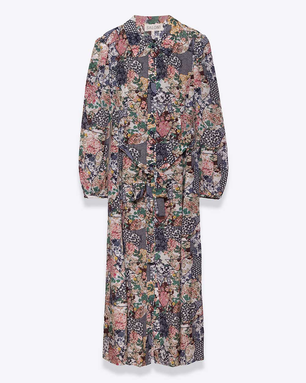 Vanessa-B - Robe chemisier en soie avec ceinture ML
