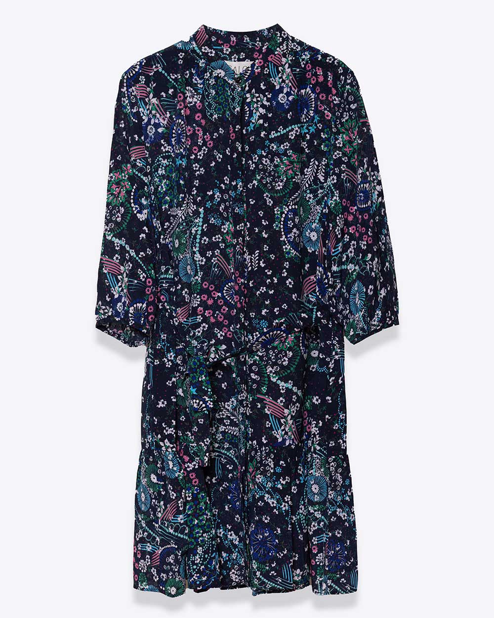 Tyra - Robe en soie avec ceinture à la taille ML