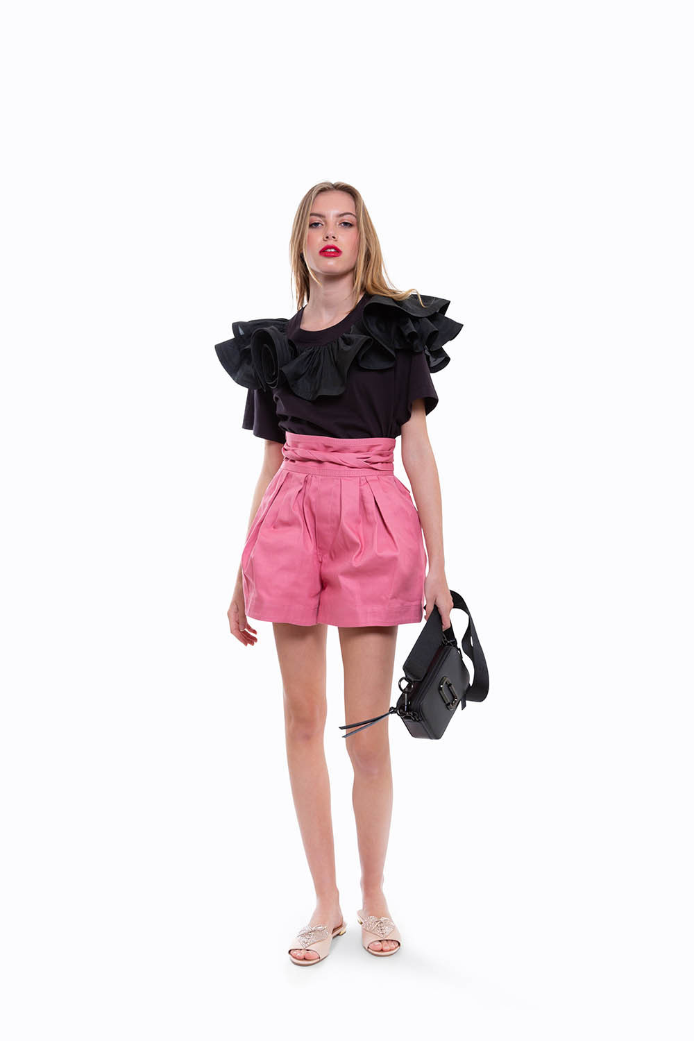 Short en cotton taille haute