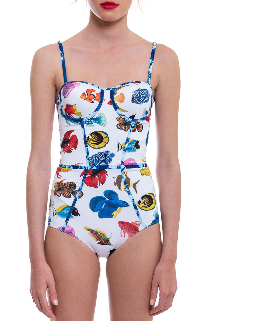 Maillot de bain 1 pièce imprimé poissons