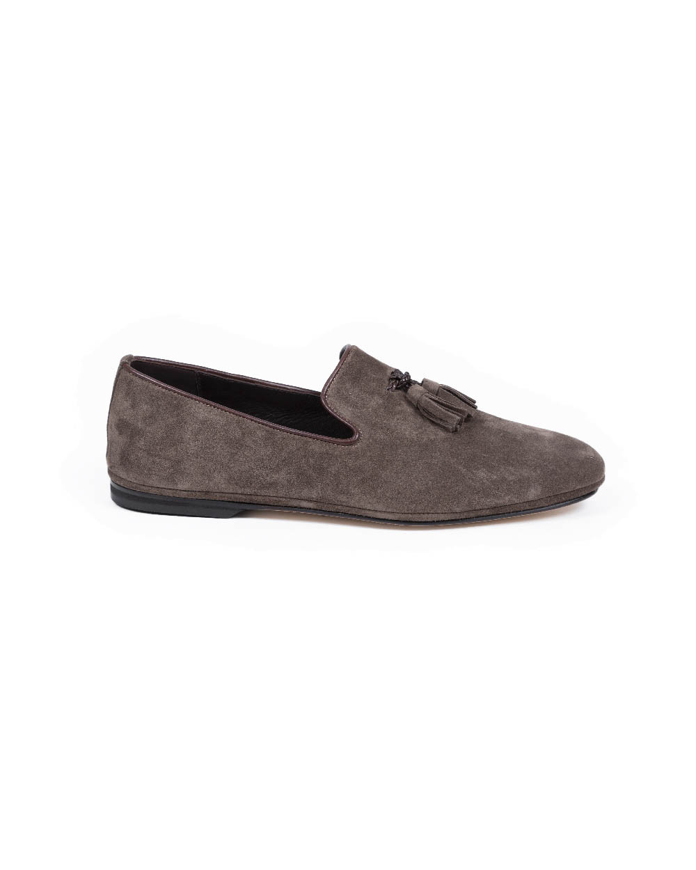 Chaussures d'intérieur sans-gêne en veau-velours avec pompons