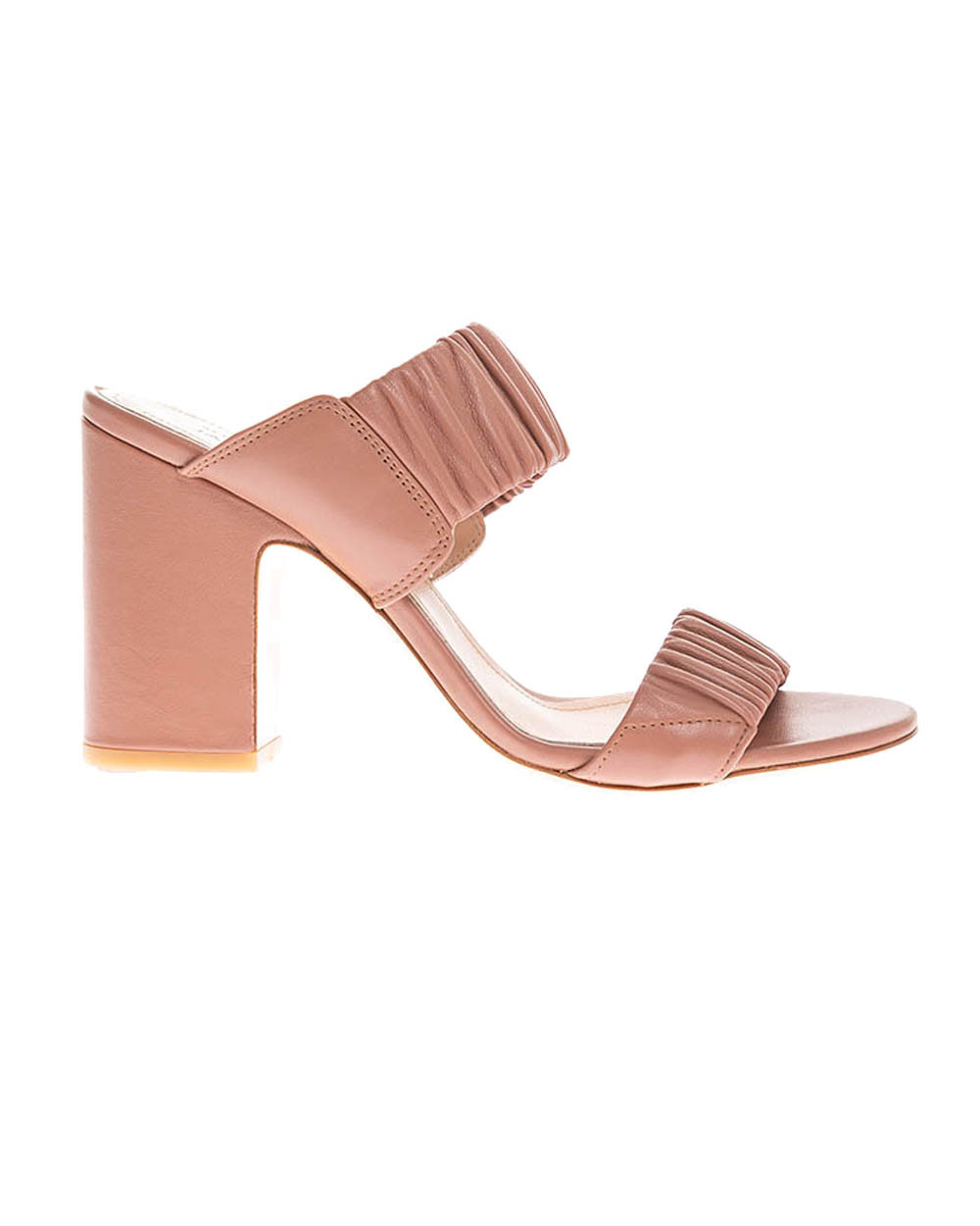 Mules à talons en cuir nappa avec deux bandes élastiques 80