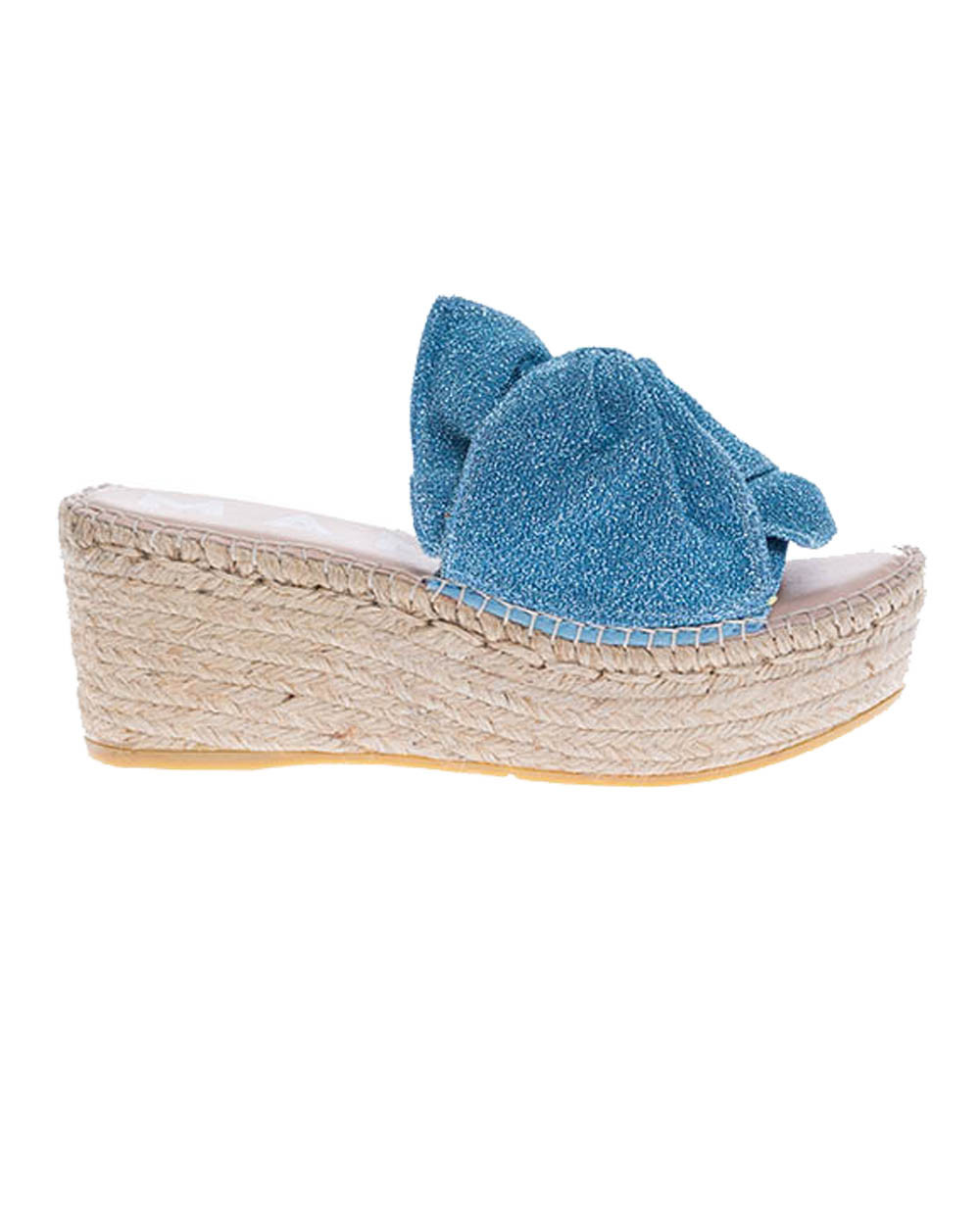 Mules compensées en tissu pailletté 70