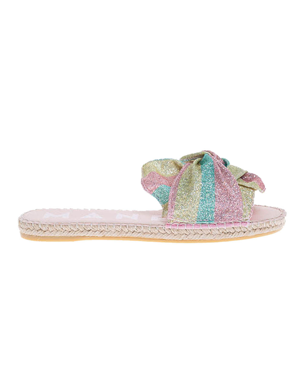 Mules en tissu pailletté noué