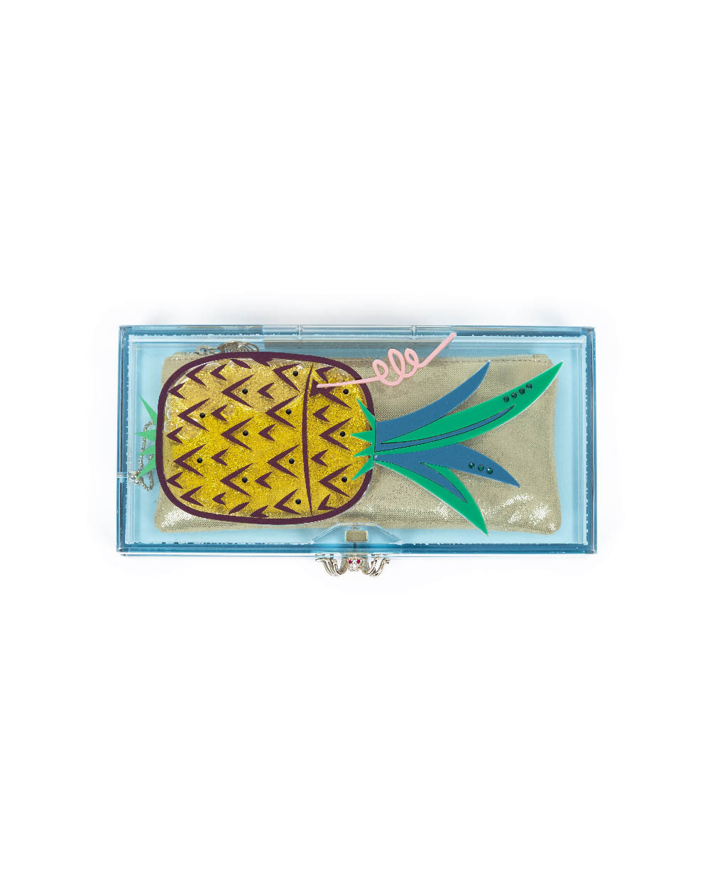 Cocktail Ananas - Minaudière en plexi avec imprimé multicolore