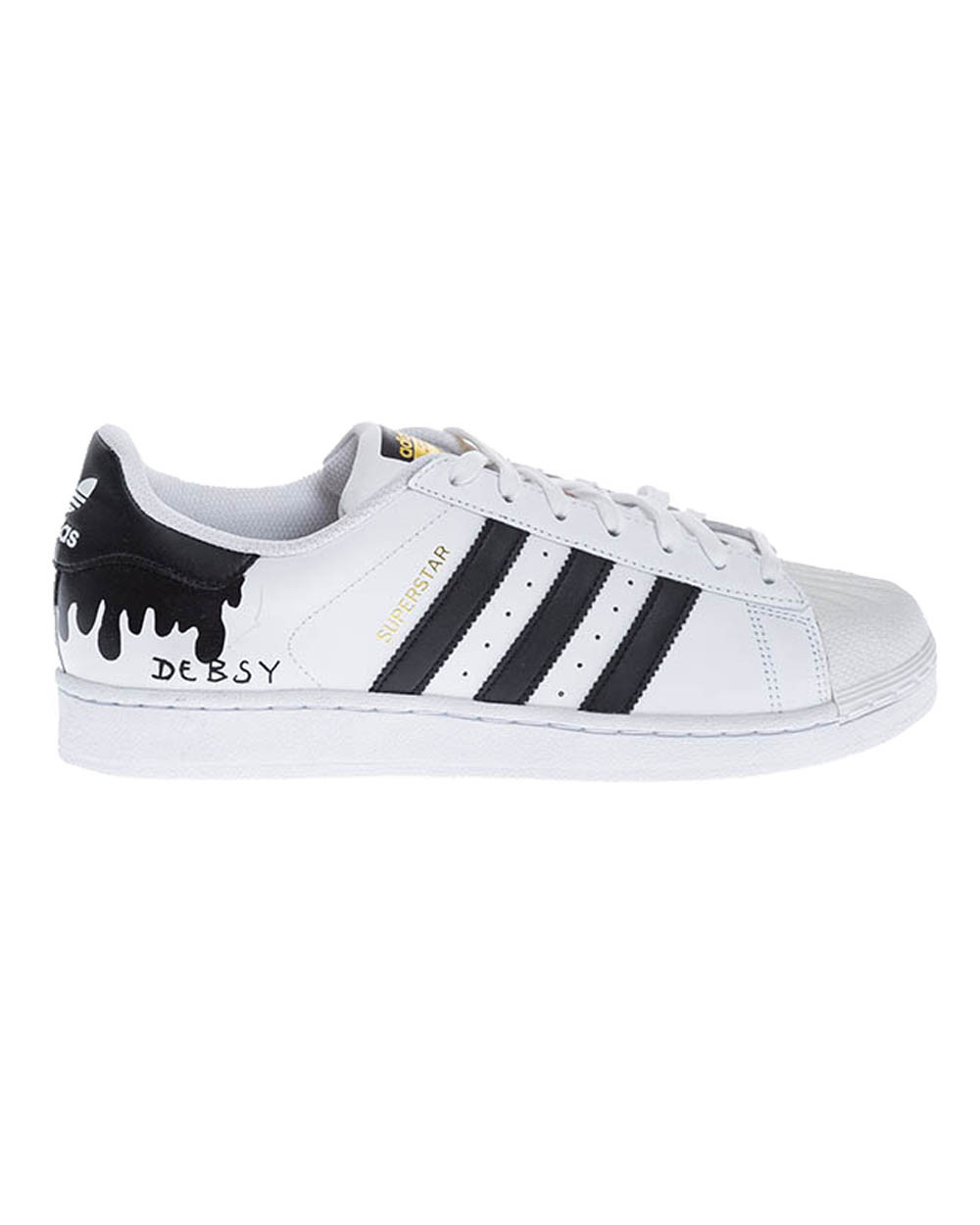 Flowing Black - Leather sneakers with hand painted design