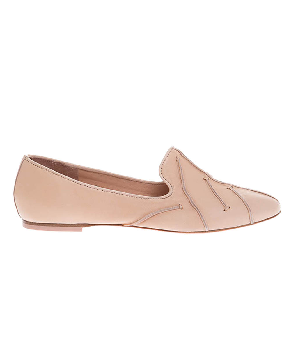 Ballerine en cuir nappa patiné motif feuille